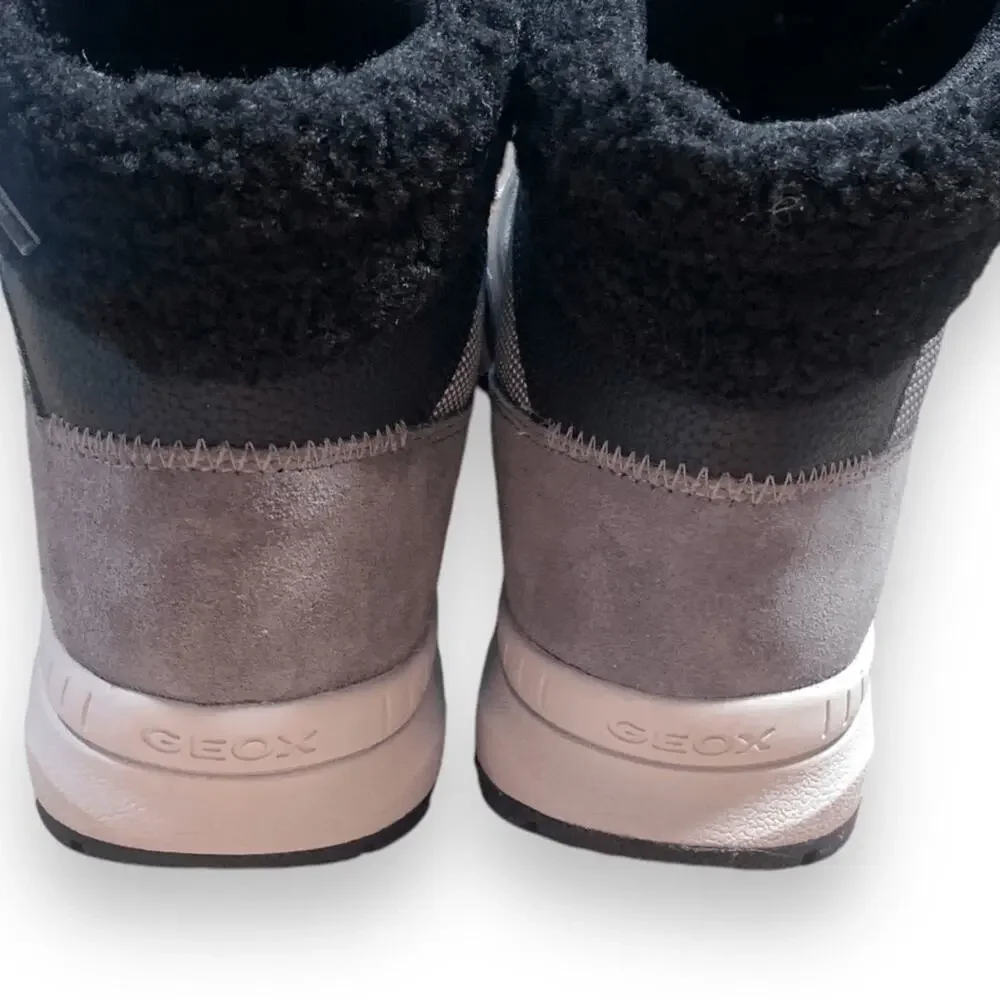 Geox Braies Waterproof Faux Fur Lined Hiking Snow Boots Grey Black New 10 Winter